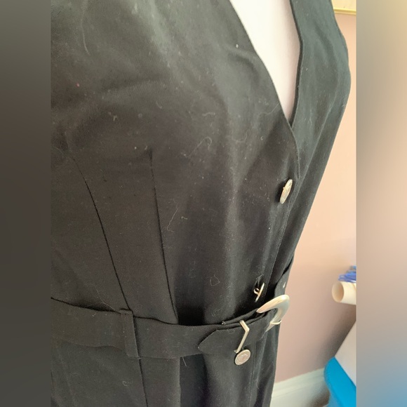 Two Roads Vintage Black Button-Down Maxi Dress belted chic 12 classic old money - Picture 4 of 12